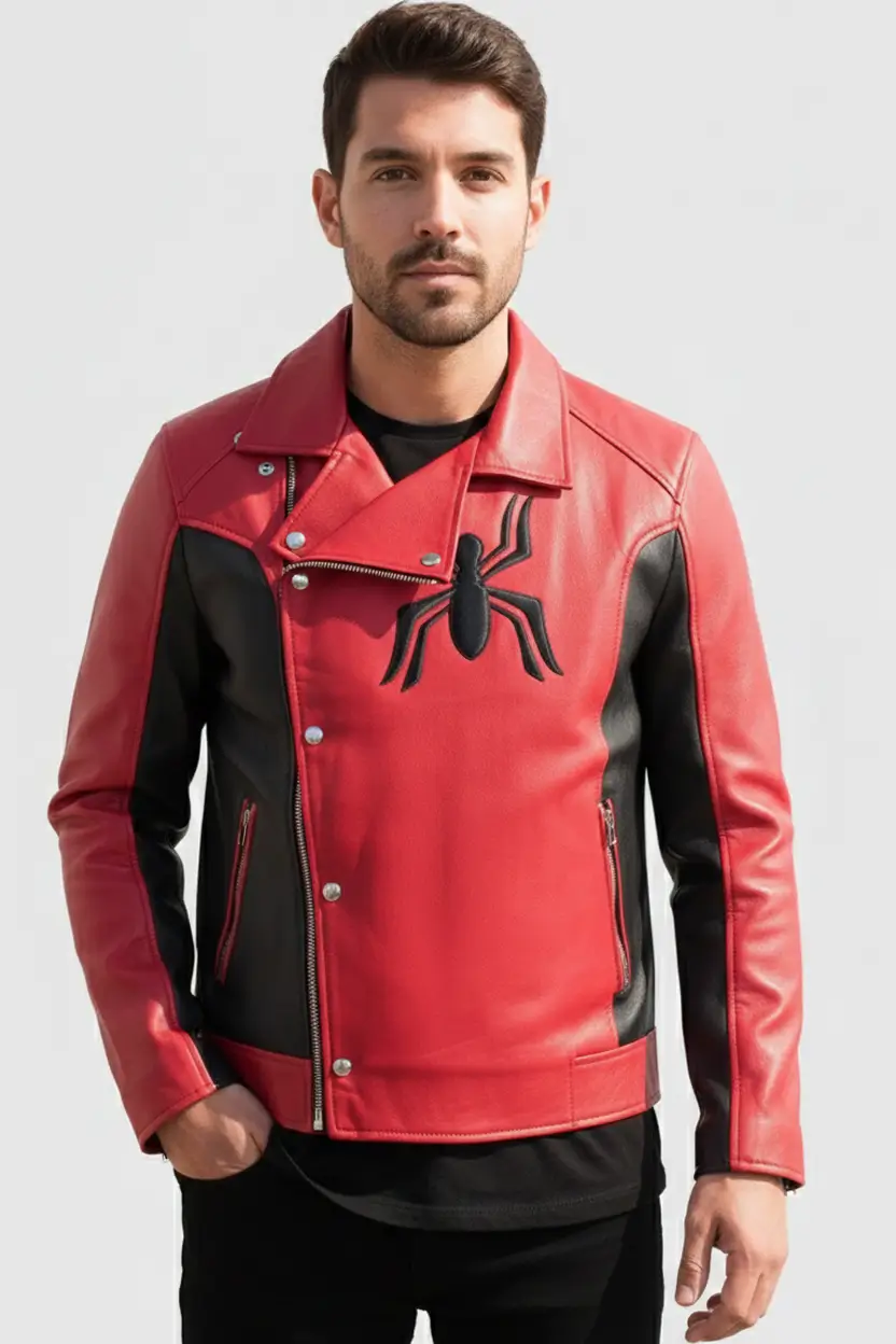 Mens Spiderman Last Stand Leather Jacket