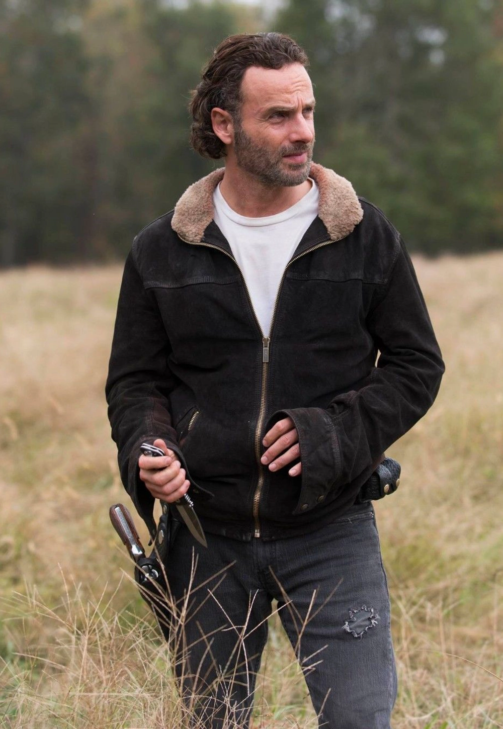 Rick Grimes Iconic Suede Leather Jacket From The Walking Dead