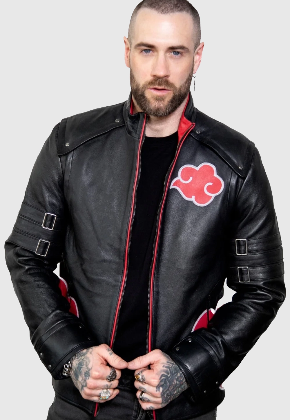 Black and Orange Naruto Shippuden Leather Jacket