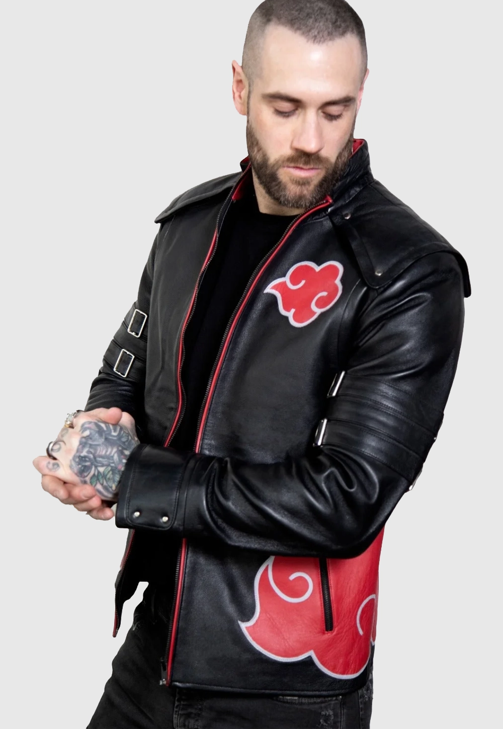 Naruto Akatsuki Black Cloak Leather Jacket