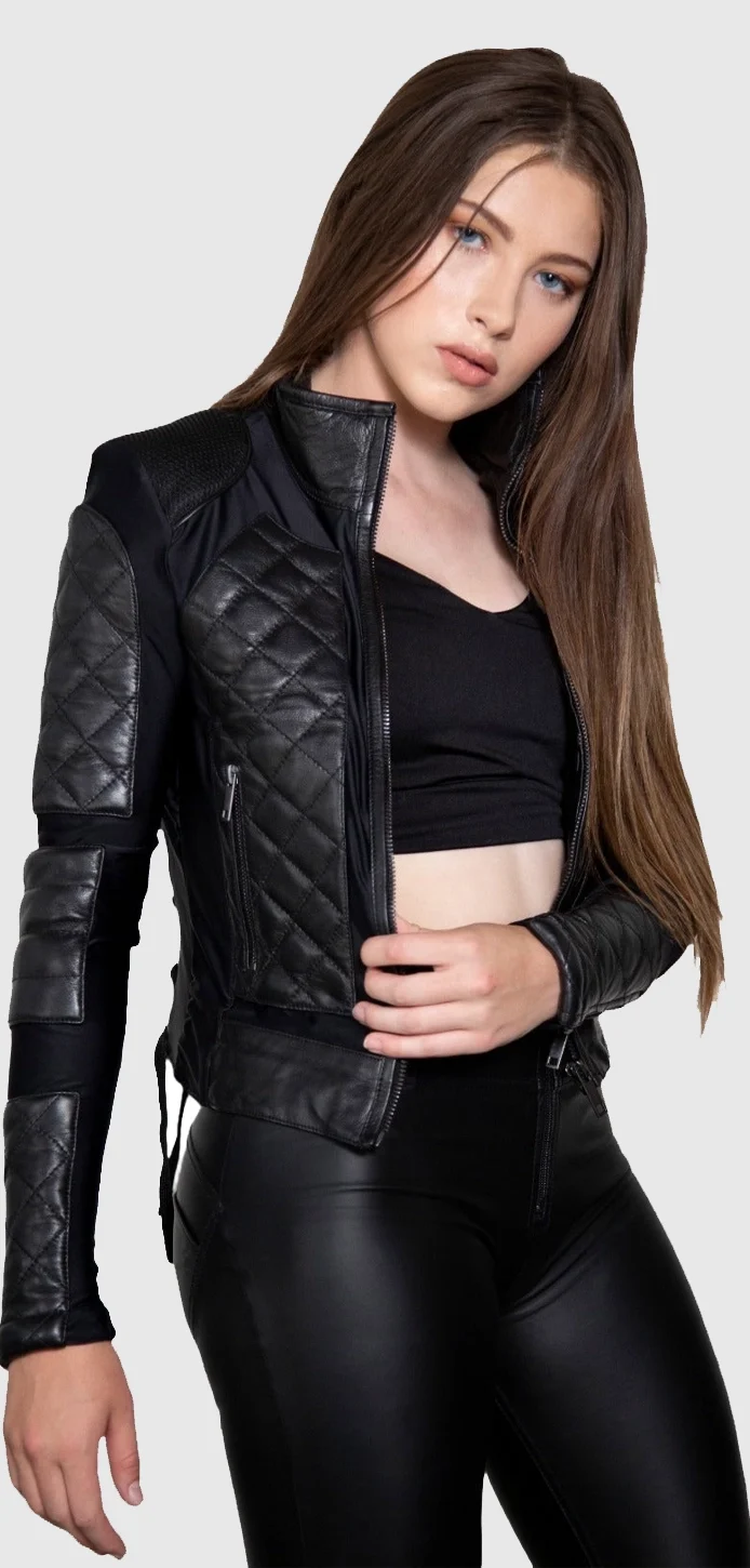 women's black corset jacket front