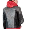 Mens Arkham Red Hood Leather Jacket back