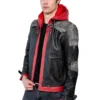 Mens Arkham Red Hood Leather Jacket front