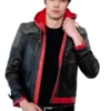 Mens Arkham Red Hood Leather Jacket back