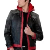 Mens Arkham Red Hood Leather Jacket front 4