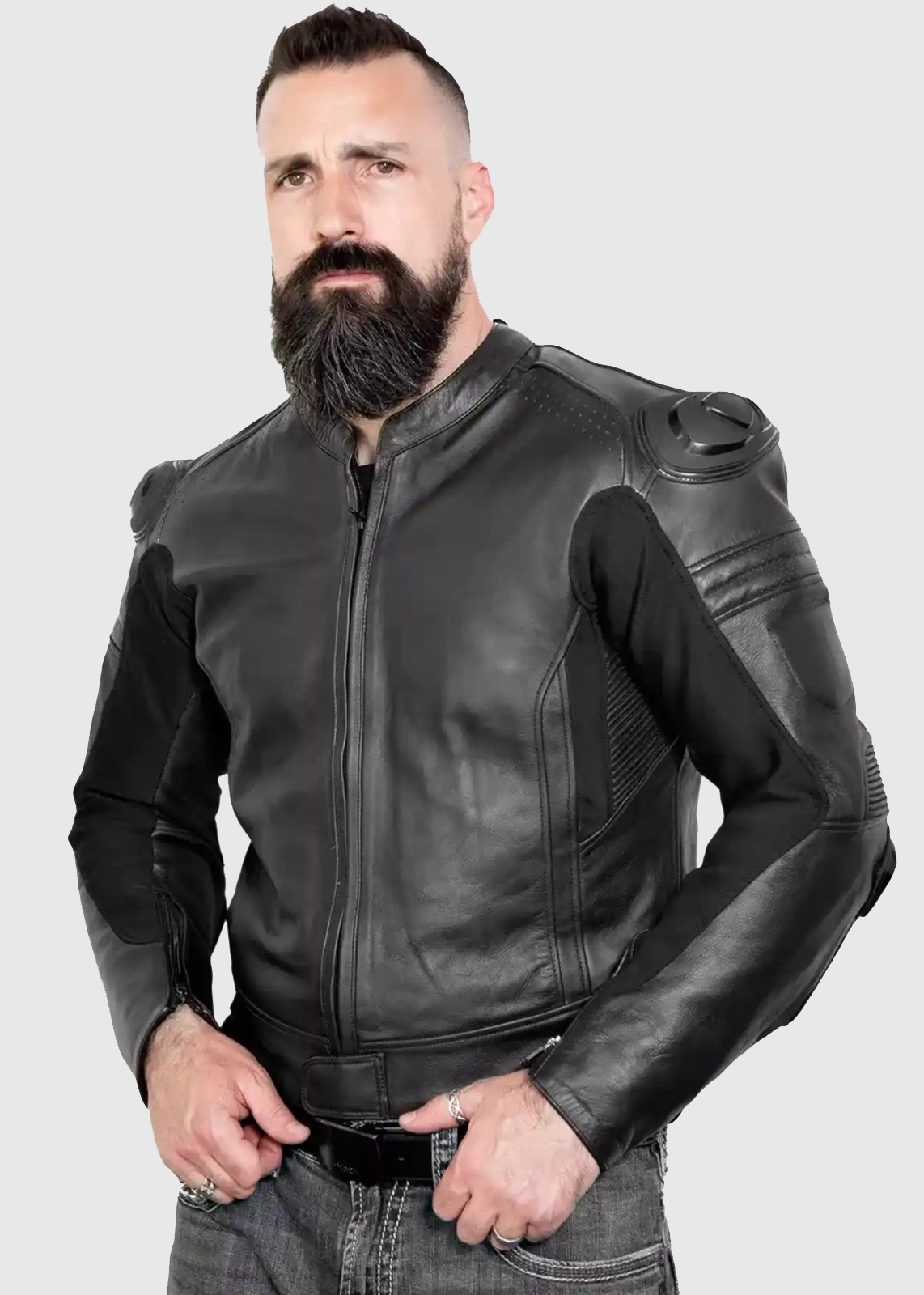 Men’s Motorcycle Armored Leather Jacket