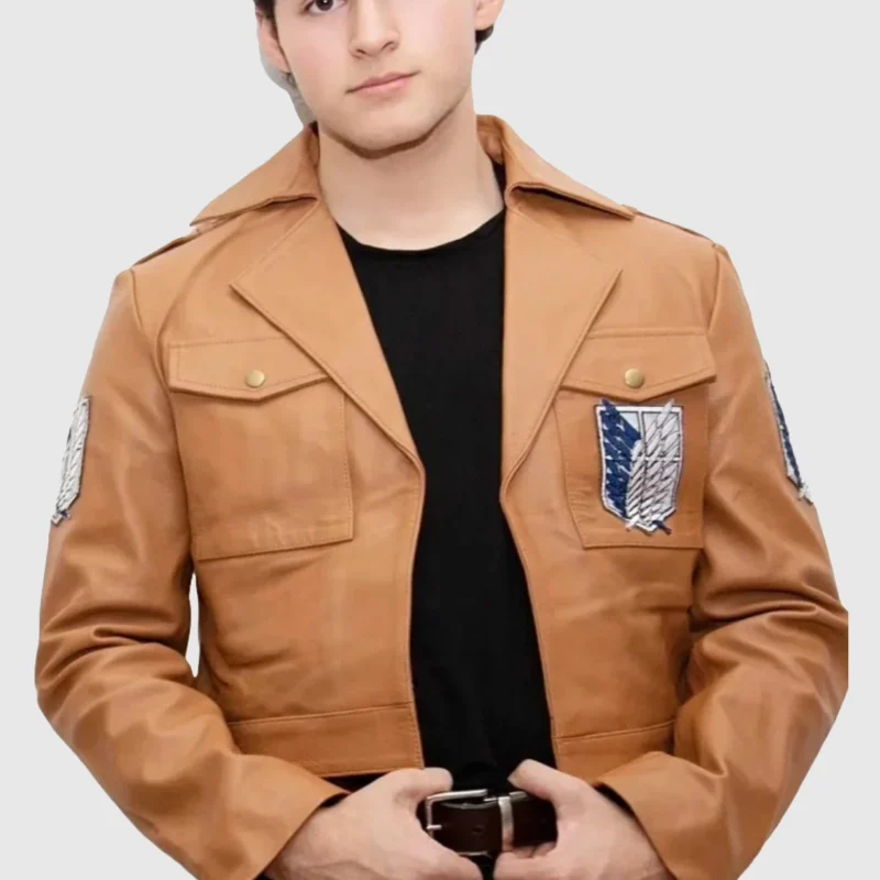 attack on titan aot leather jacket front