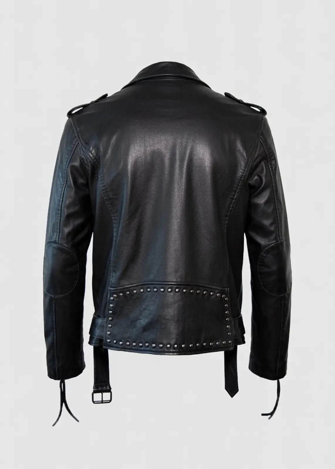 Black Studded Motorcycle Leather Jacket For Men