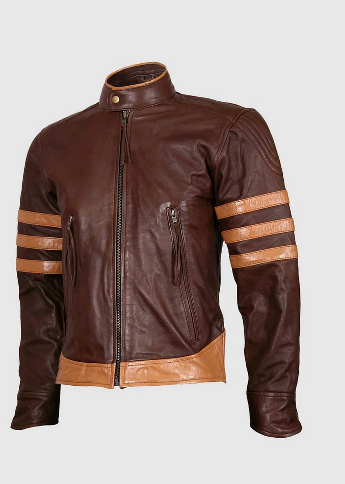 X Men Logan Wolverine Biker Jacket In Brown