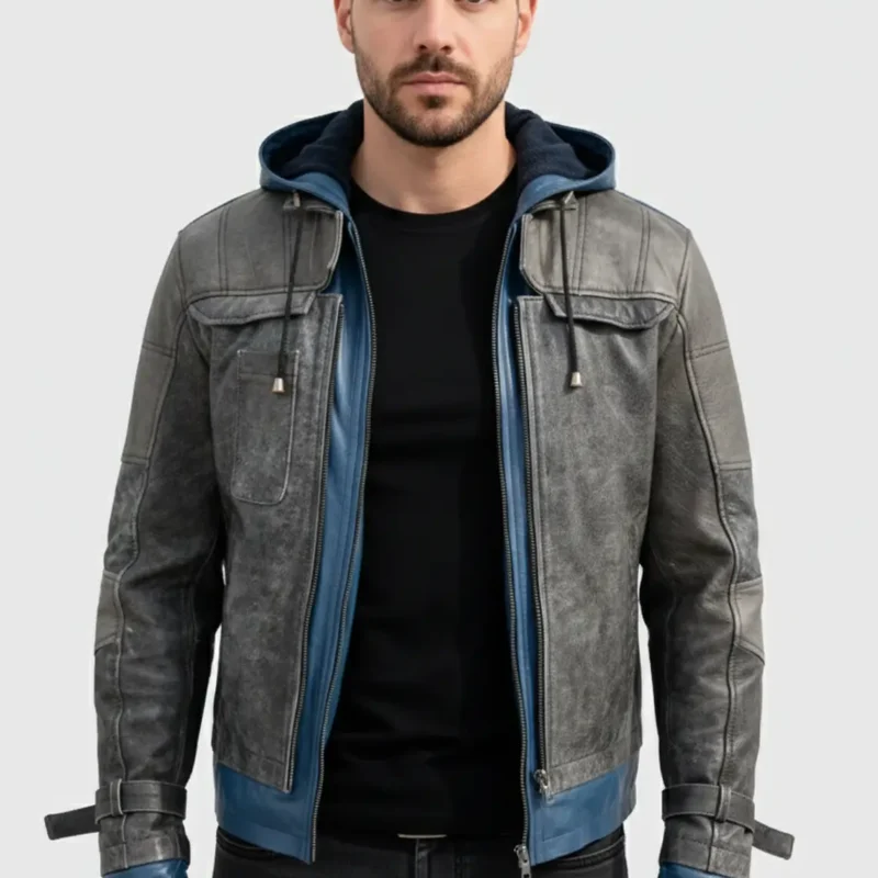mens-nightwing-blue-hoodie-leather-jacket