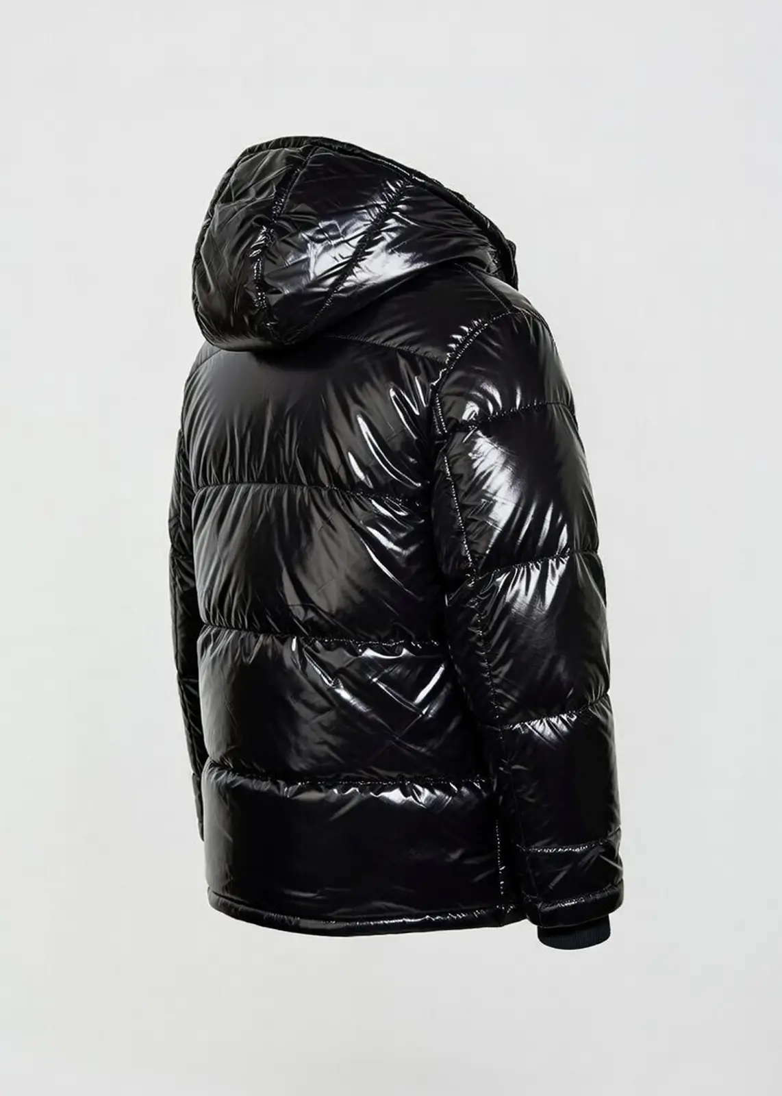 Cool Shiny Black Puffer Leather Jacket
