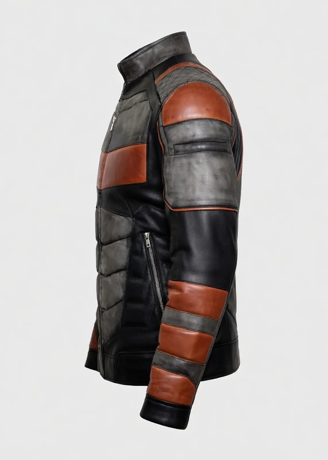 Deathstroke Black and Orange Armored Leather Jacket