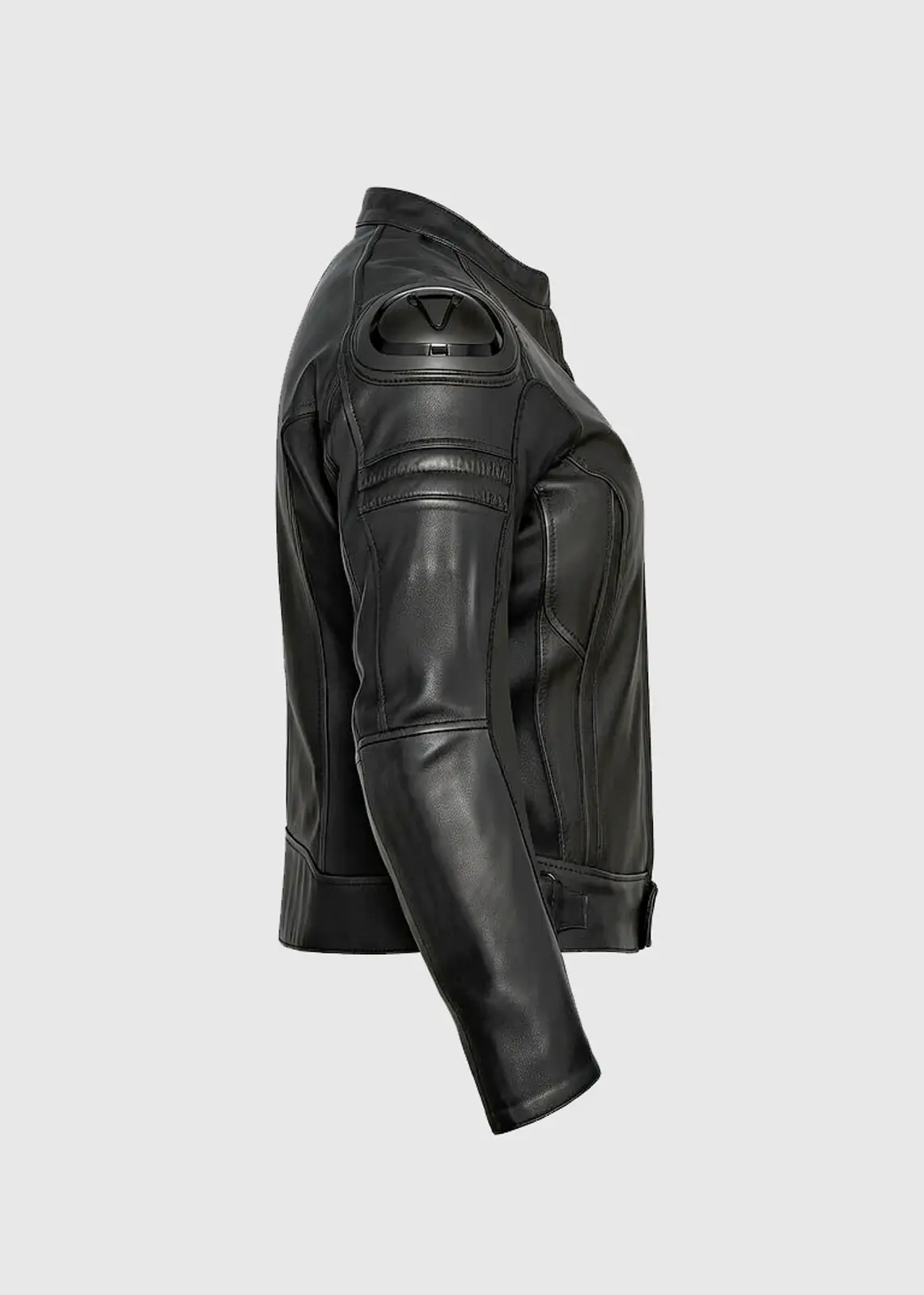 Black Motorcycle Leather Jacket with Armor For Women