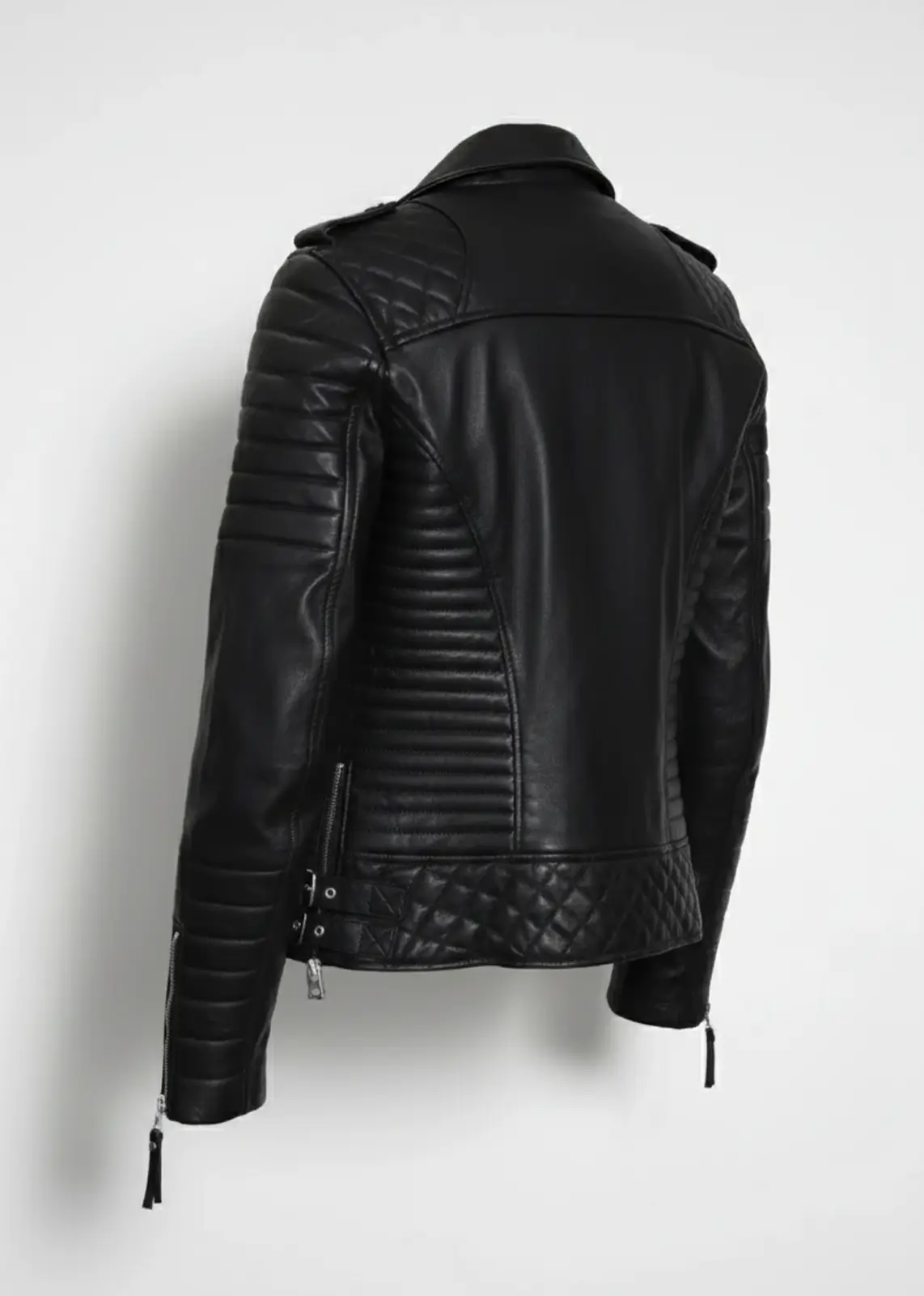 Women’s Black Quilted Leather Biker Jacket