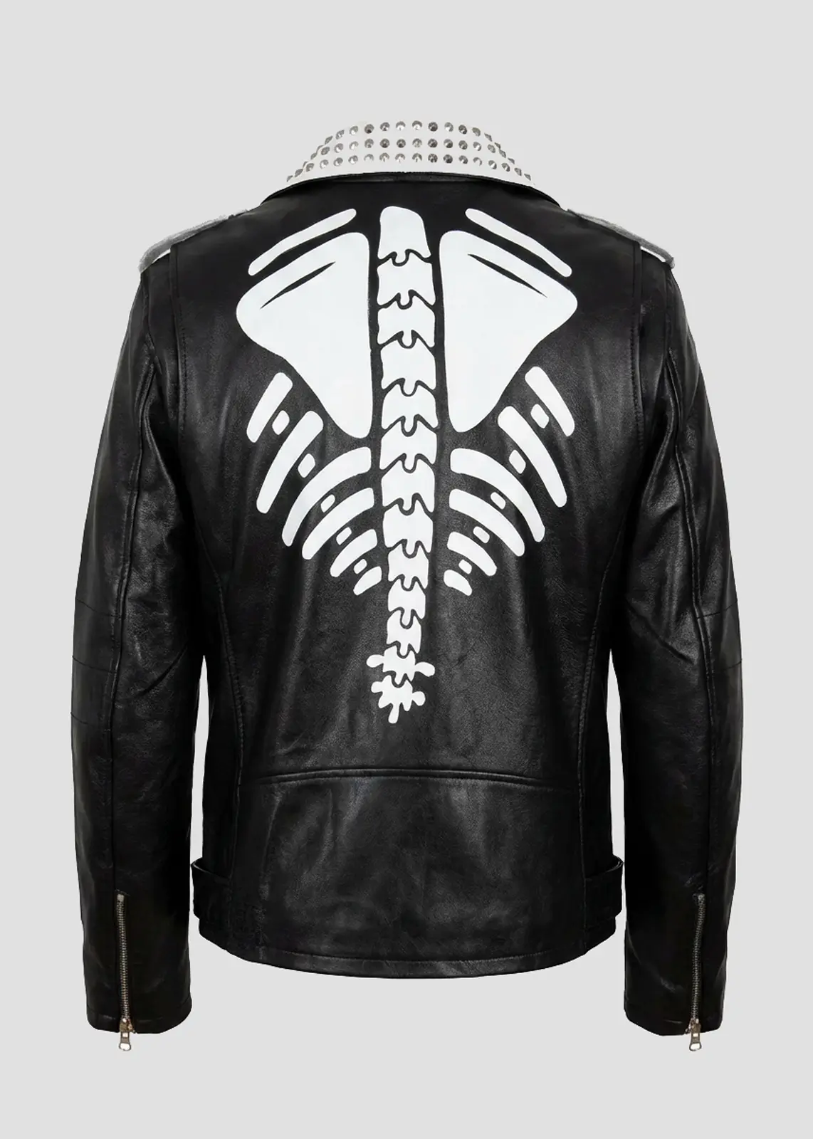 Black Skeleton Leather Jacket For Men & Women