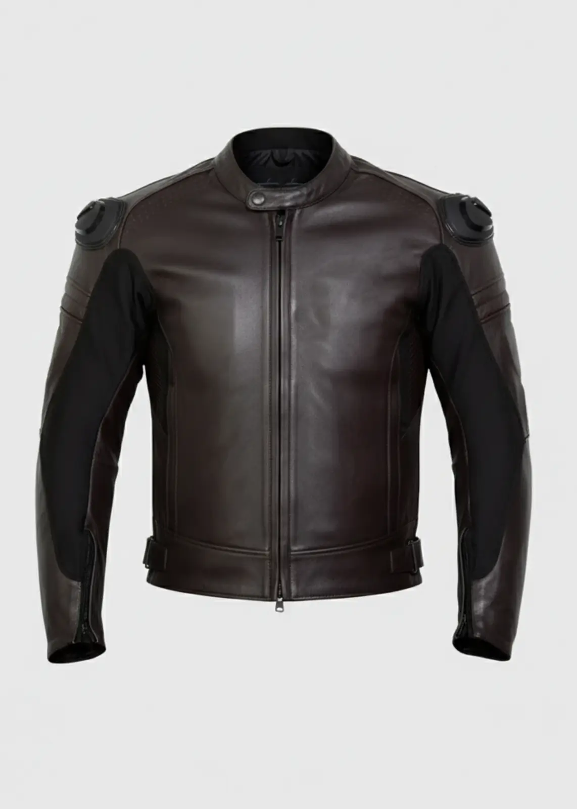 Mens Brown Leather Motorcycle Jacket With Armor