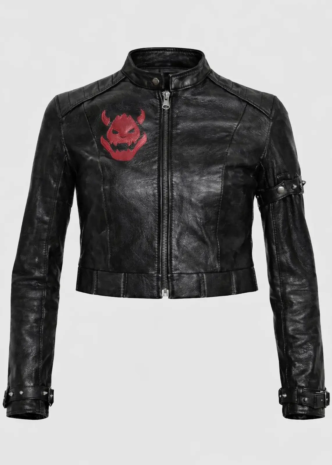 Cropped King Castle Bowser Black Leather Jacket