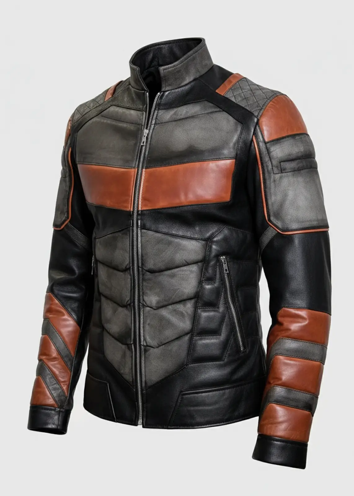Deathstroke Black and Orange Armored Leather Jacket