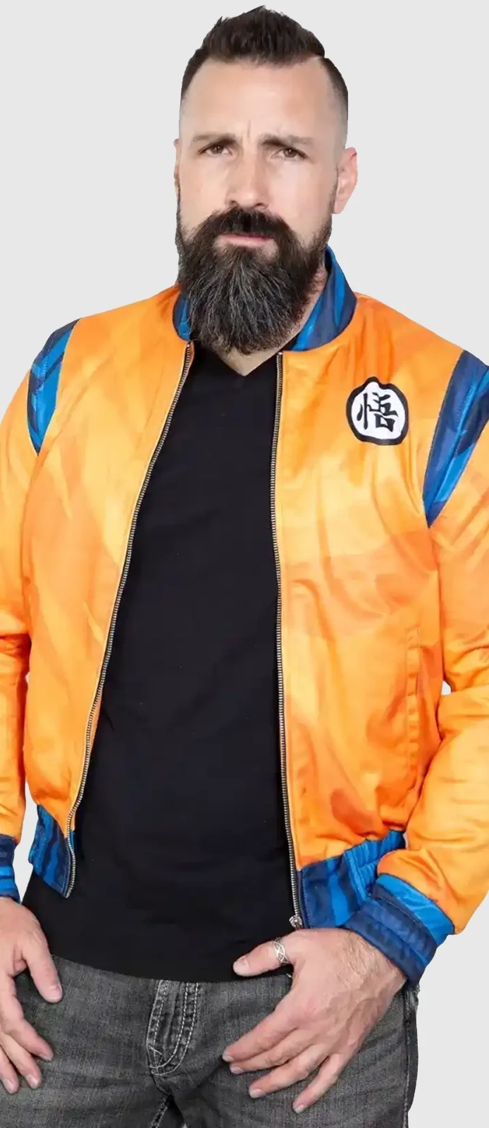 goku bomber orange jacket front 2