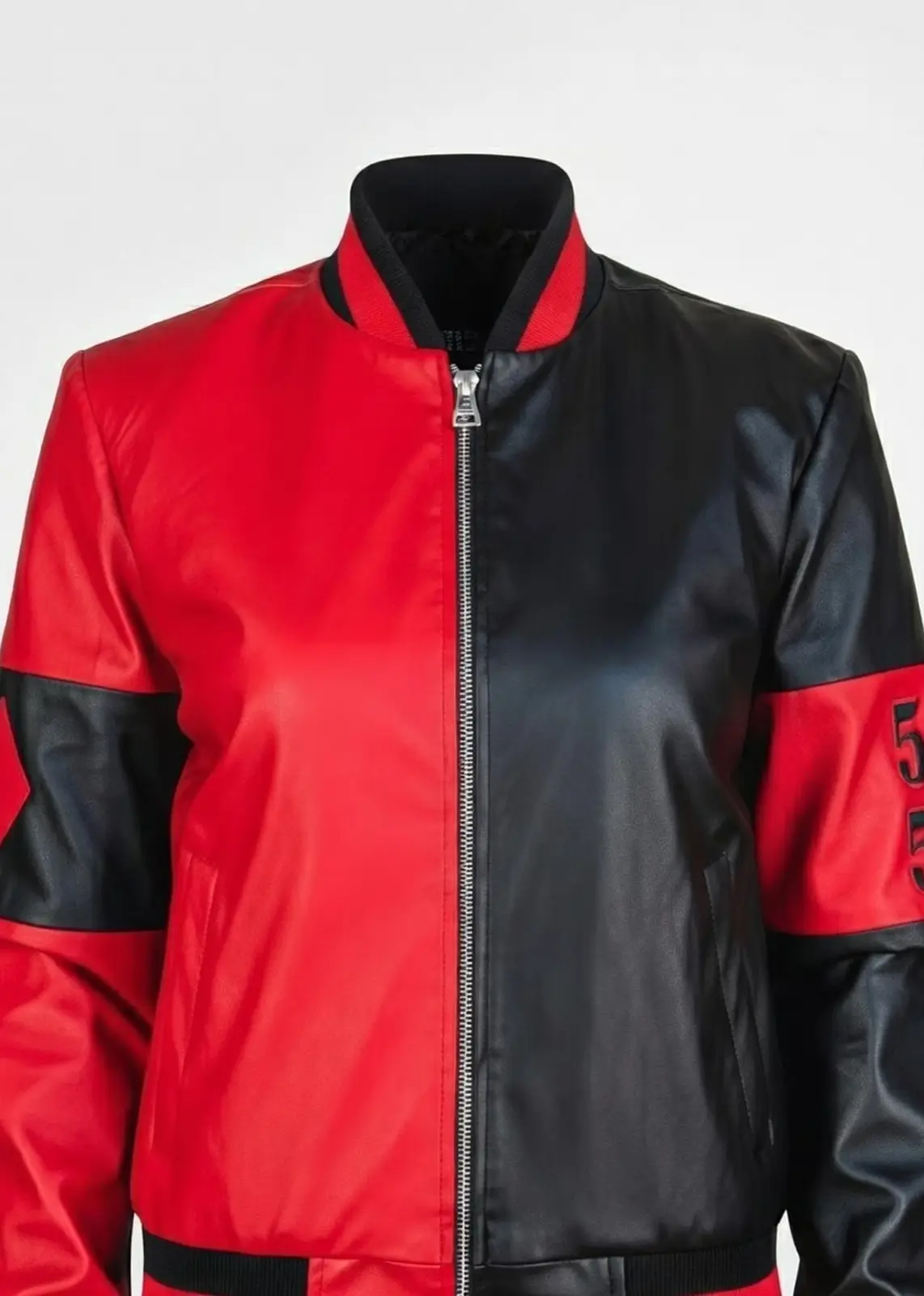 Harley Quinn Black And Red Leather Jacket For Women