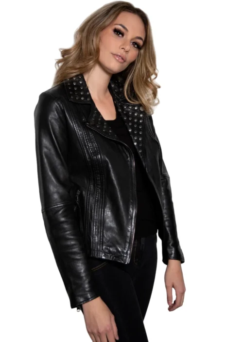 ladies studded jacket front