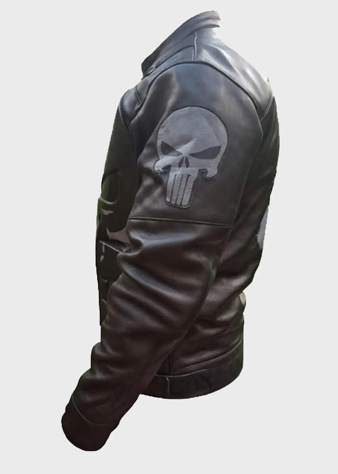 Punisher Leather Jacket With Skull Design