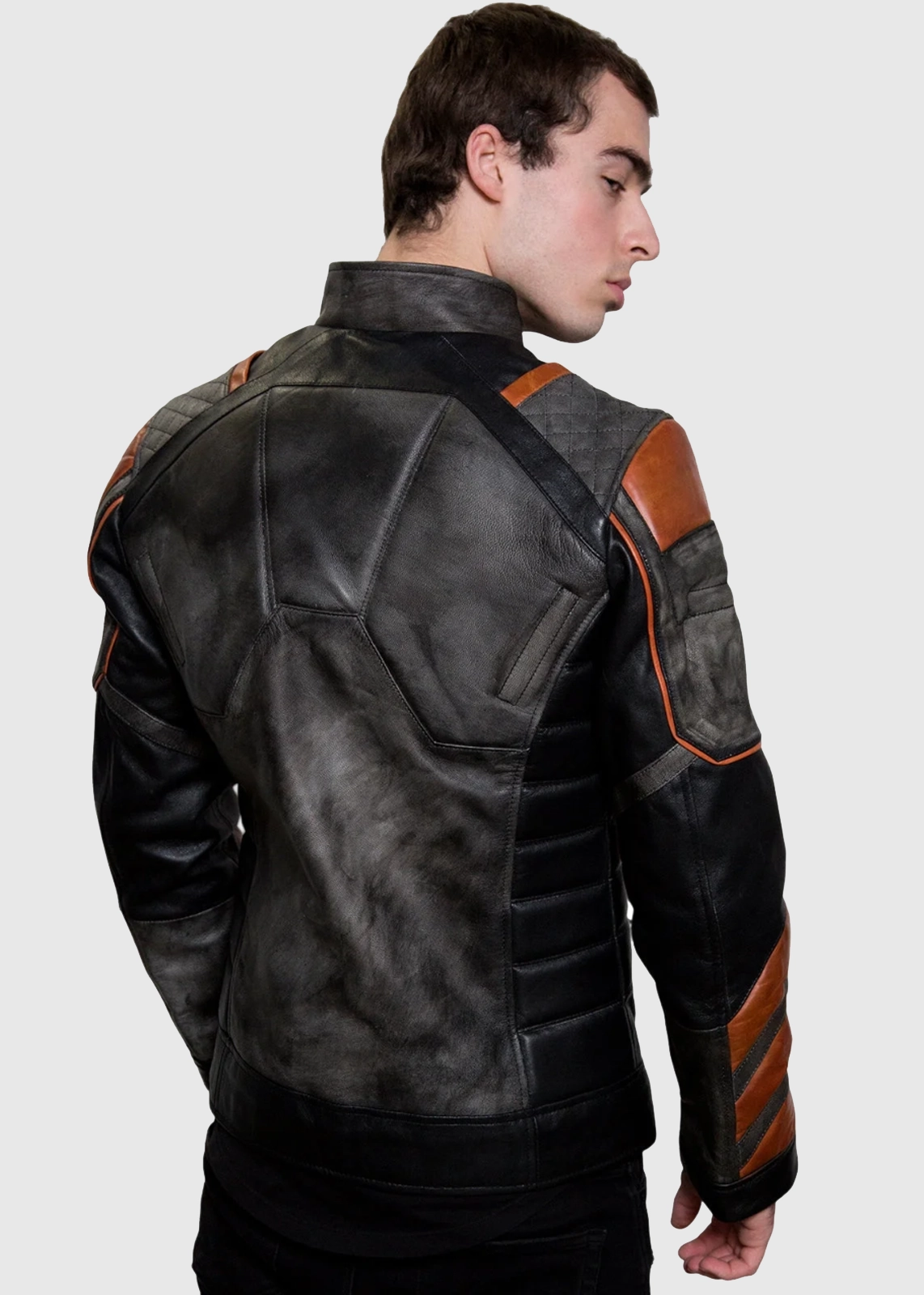 Deathstroke Black and Orange Armored Leather Jacket