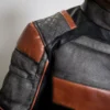 mens deathstroke armor black and orange jacket closeup