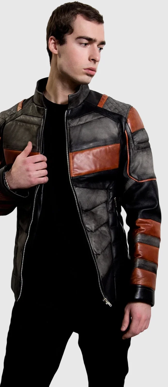 mens deathstroke armor black and orange jacket front