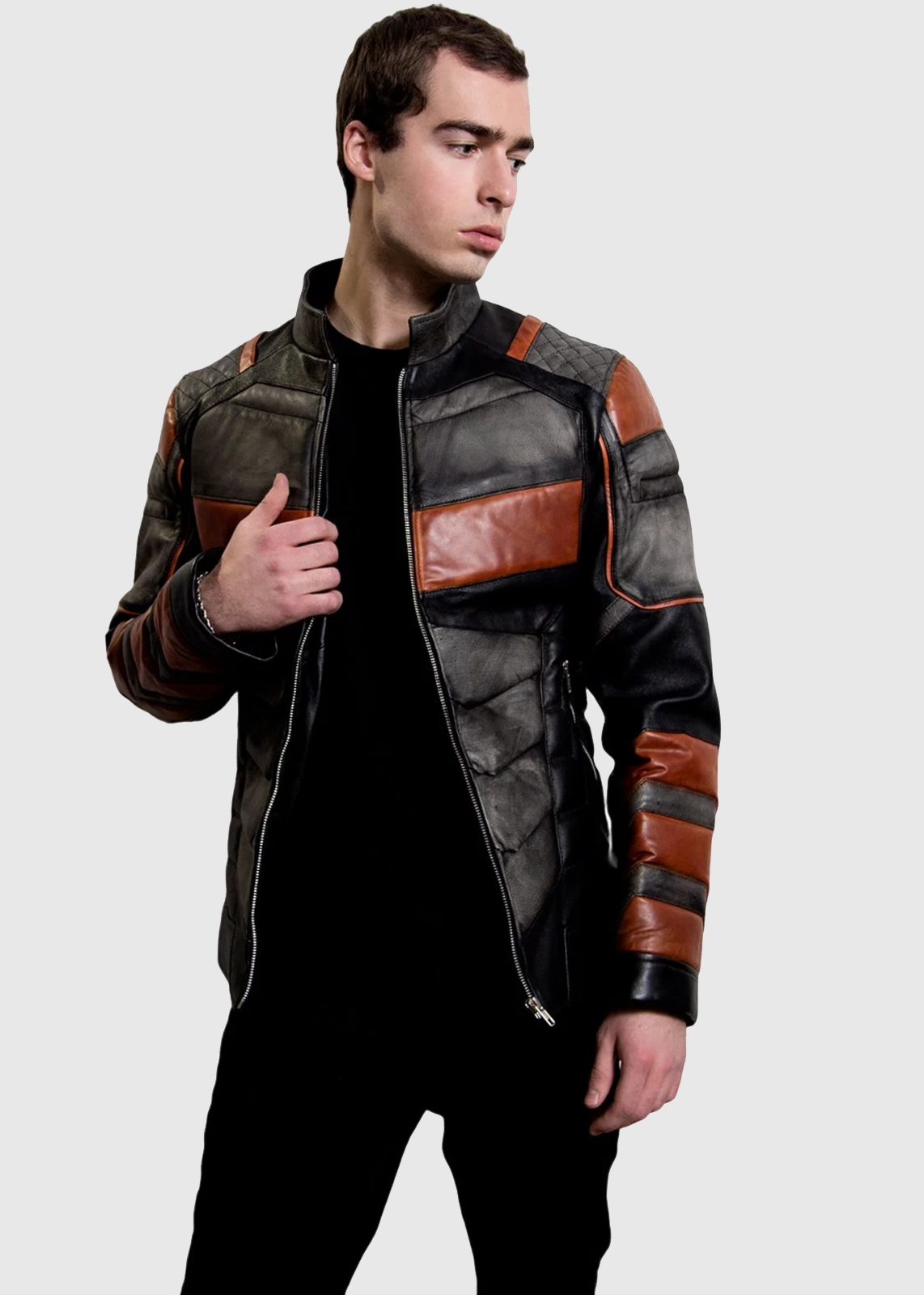 Deathstroke Black and Orange Armored Leather Jacket