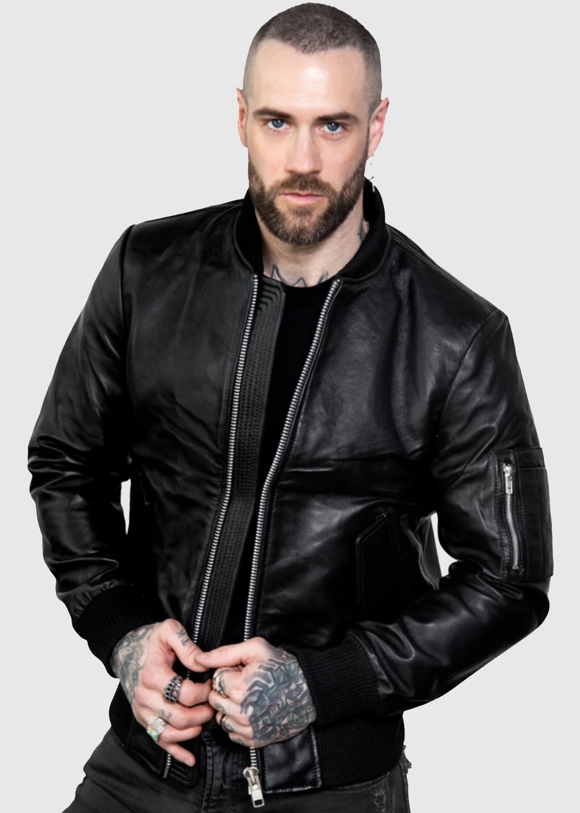 Men’s Aviator Flight Black Leather Jacket