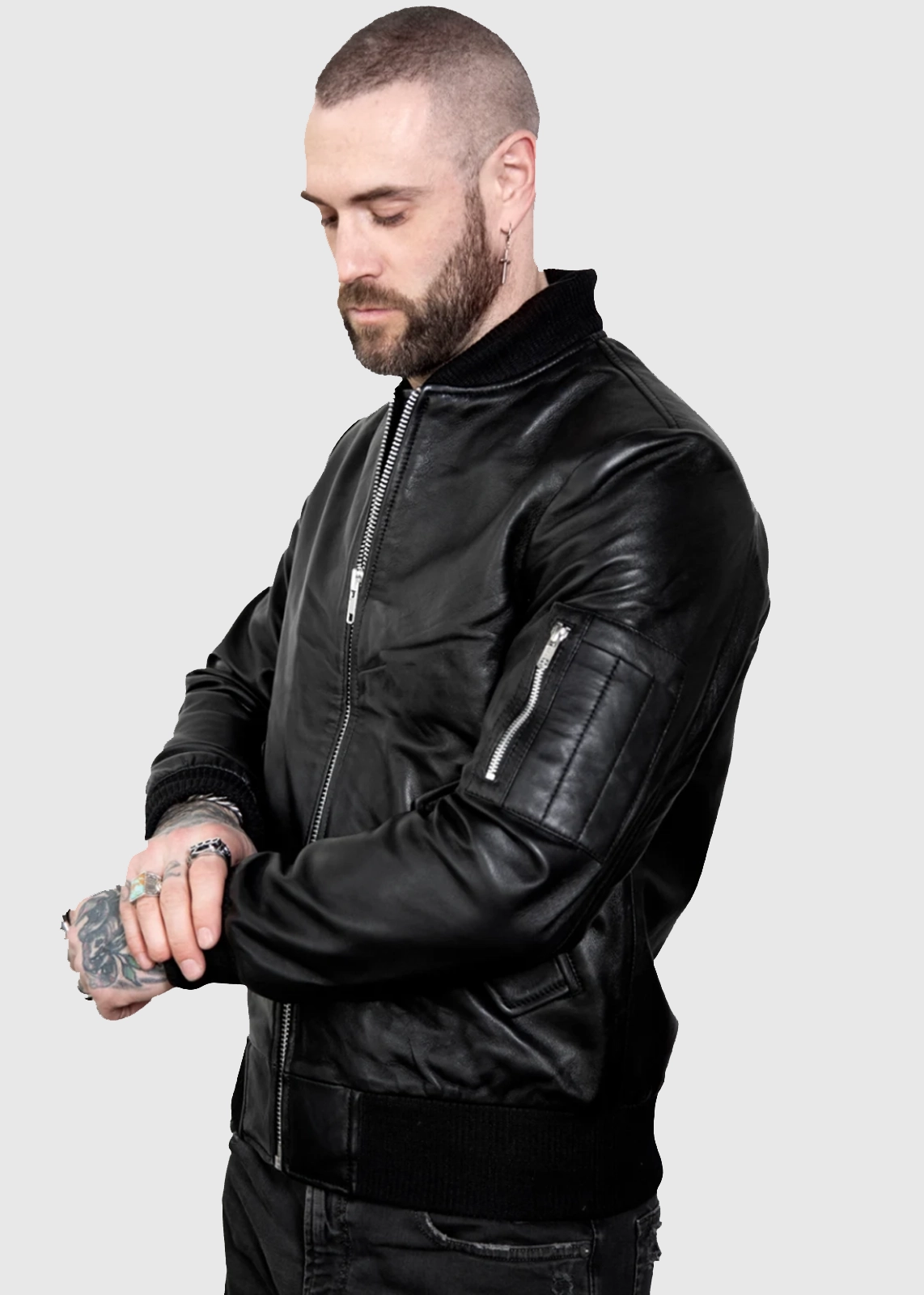 Men’s Aviator Flight Black Leather Jacket