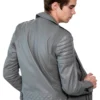 mens gray motorcycle leather jacket back