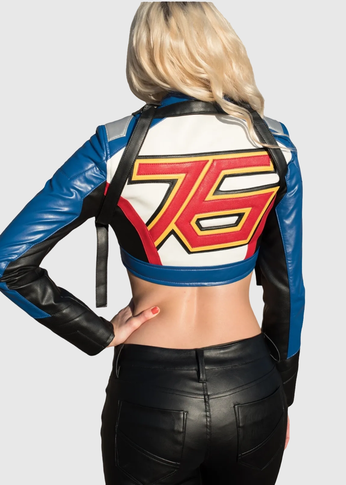 Women’s Overwatch Soldier 76 Crop Top Leather Jacket