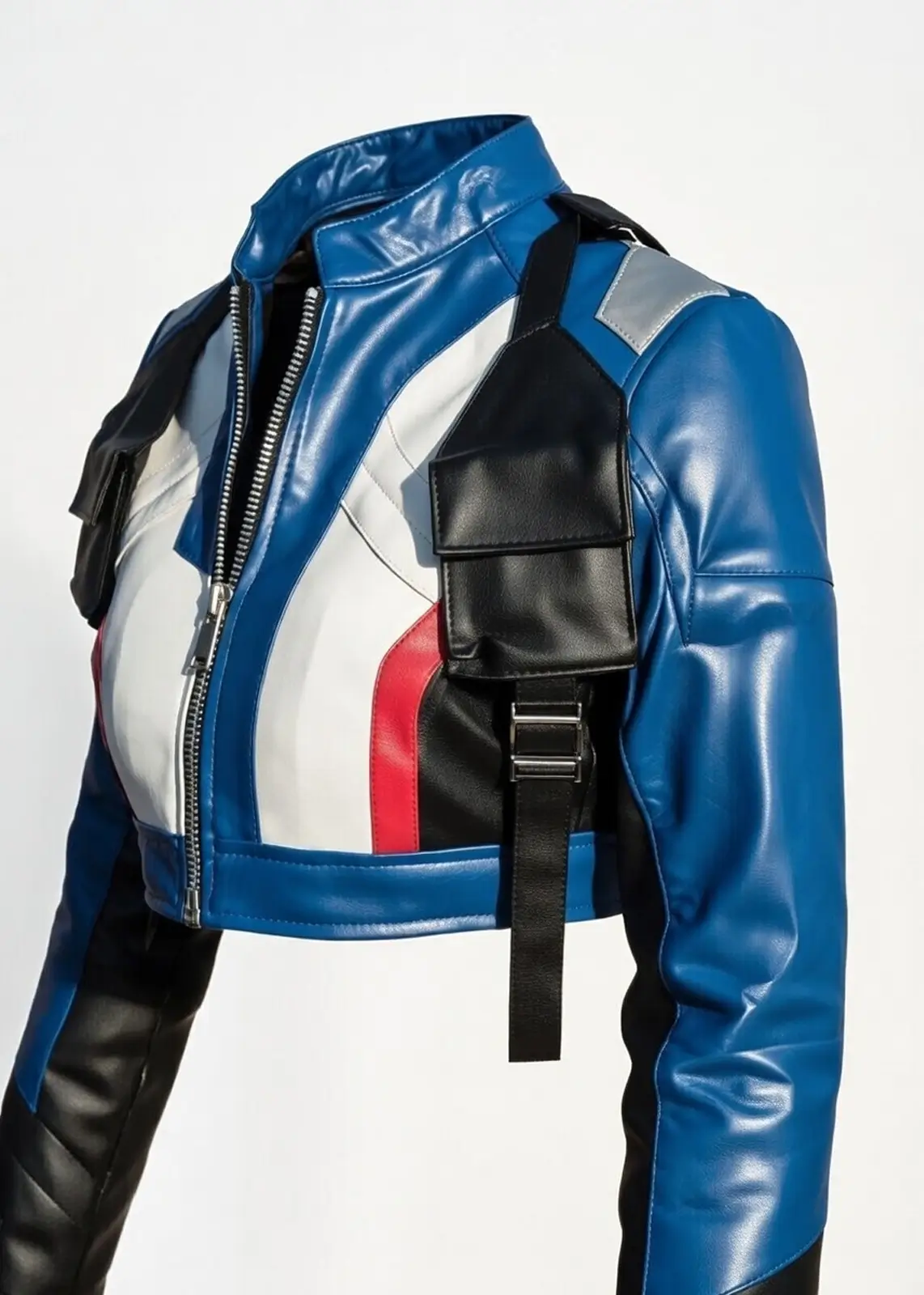 Women’s Overwatch Soldier 76 Crop Top Leather Jacket