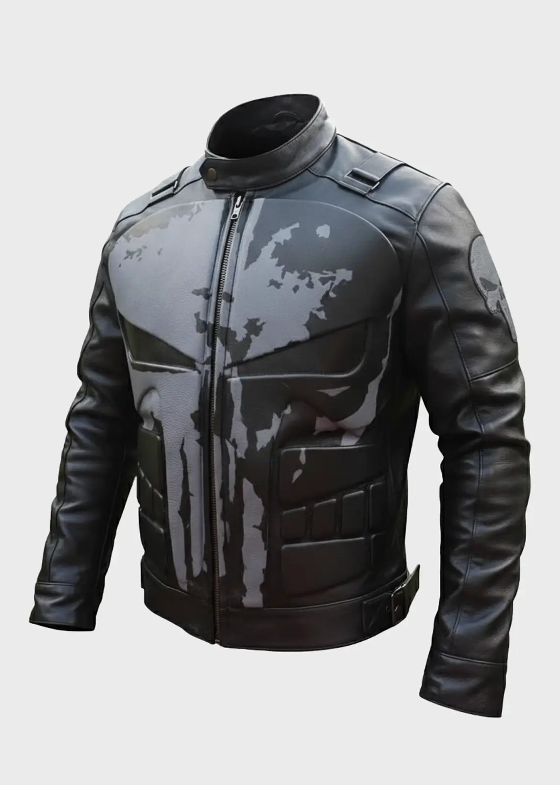 Punisher Leather Jacket With Skull Design