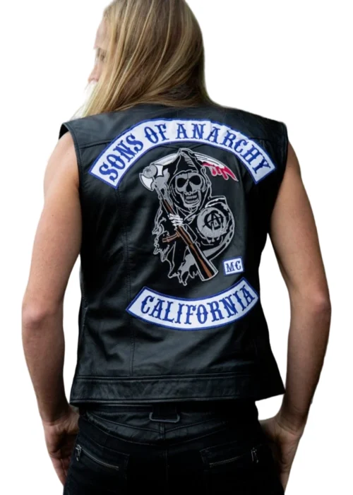 sons of anarchy leather vest jacket back