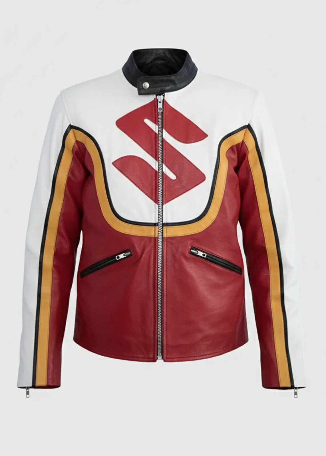 Suzuki Motorcycle Hackers Leather Jacket For Men