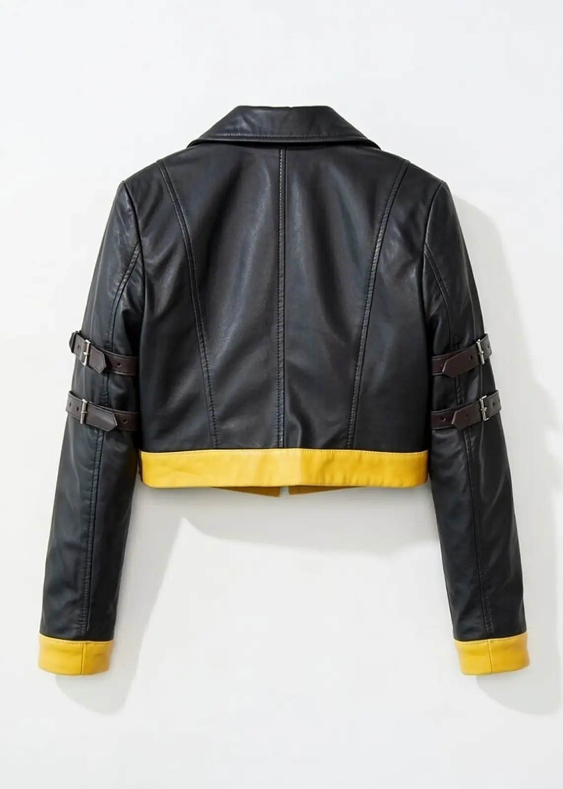 womens-black-and-yellow-cropped-leather-jacket