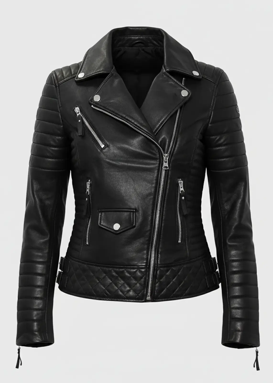 Women’s Black Quilted Leather Biker Jacket