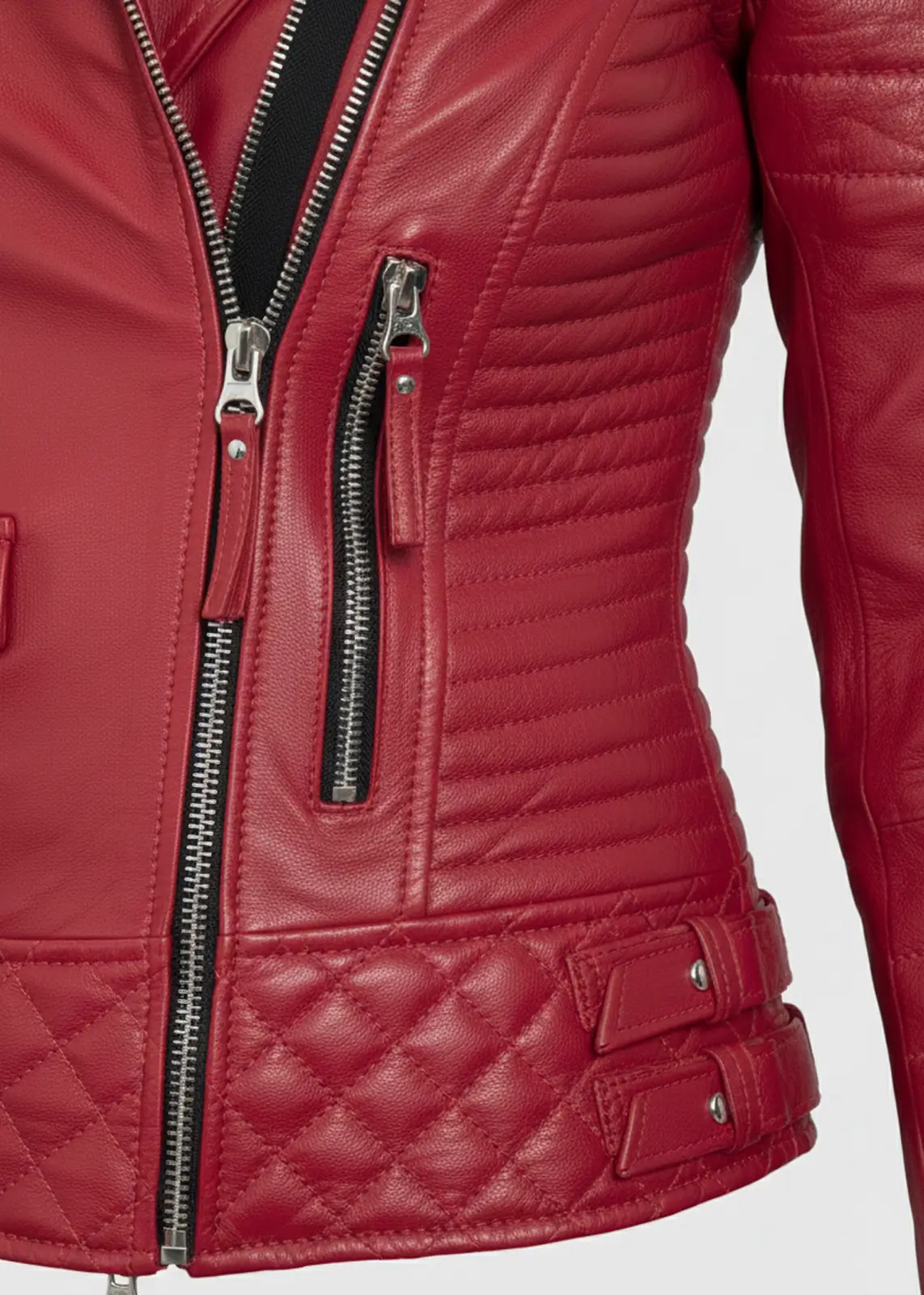 womens-red-leather-quilted-biker-jacket