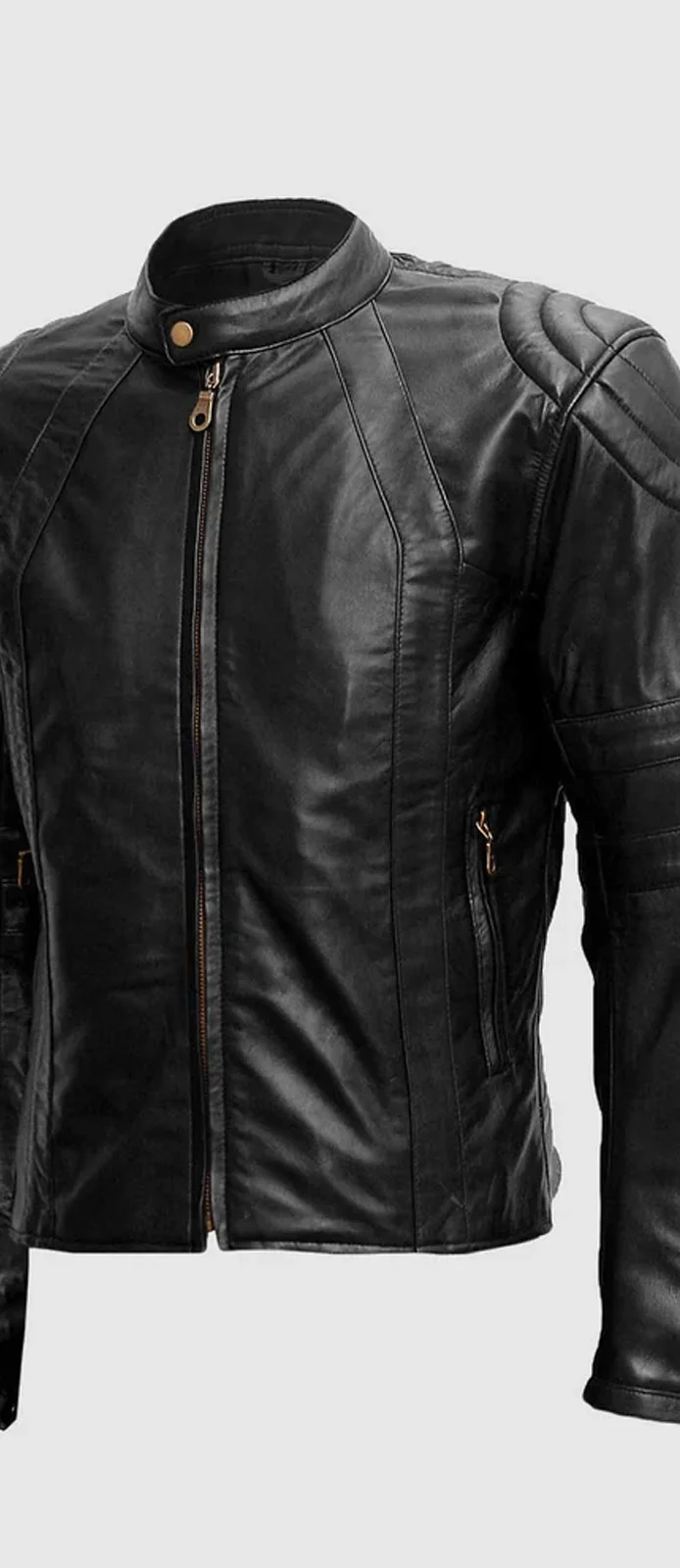 Black Leather Moto Jacket front