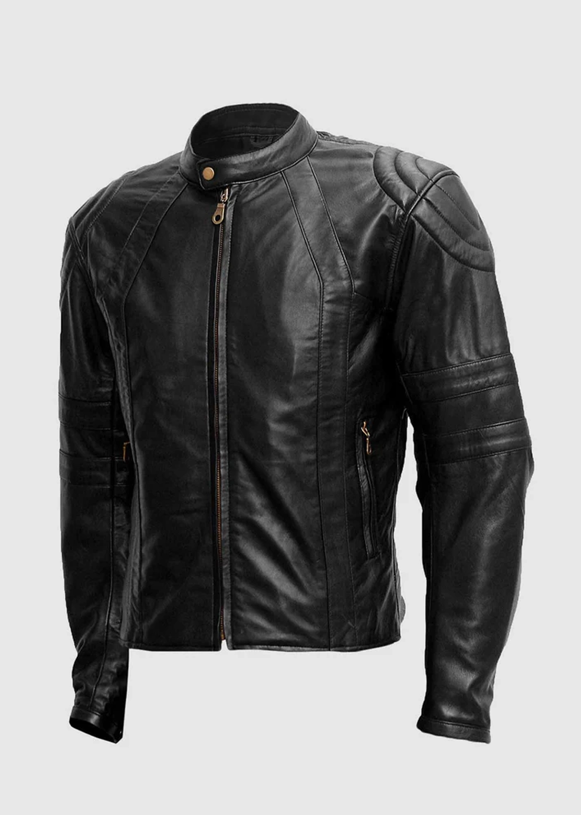 Black Leather Moto Jacket For Men