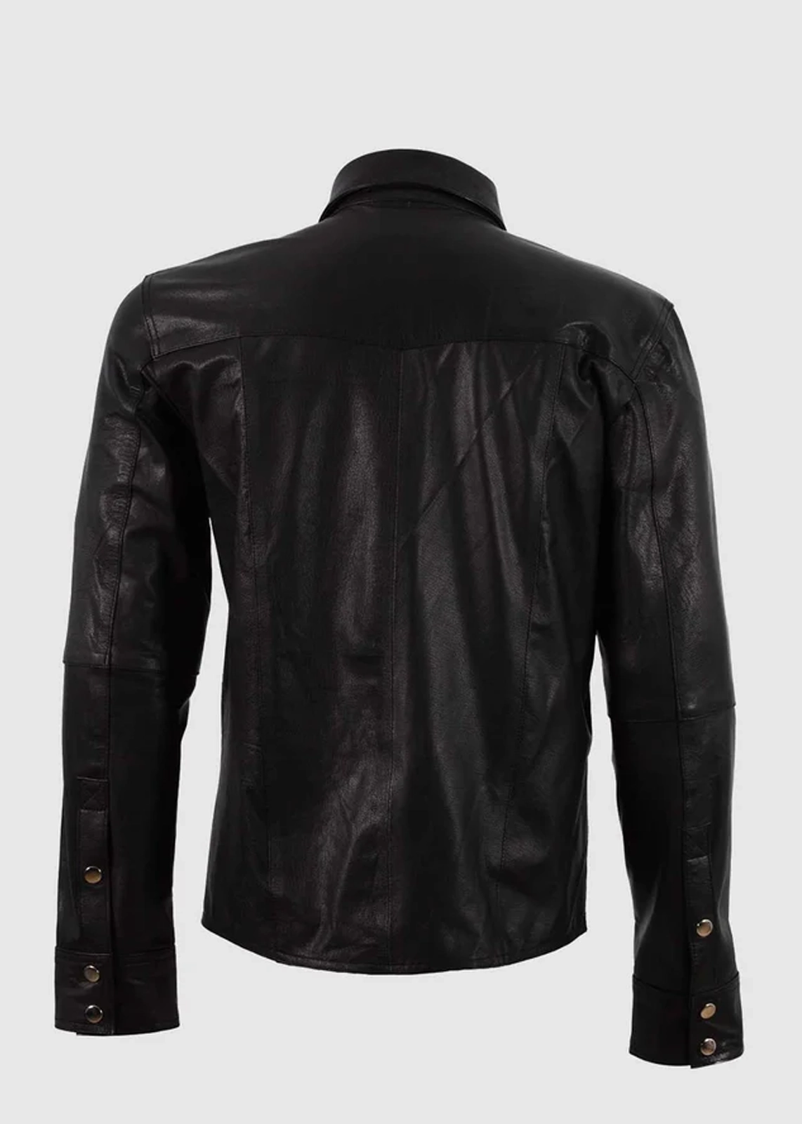 Traditional Black Leather Shirt Jacket