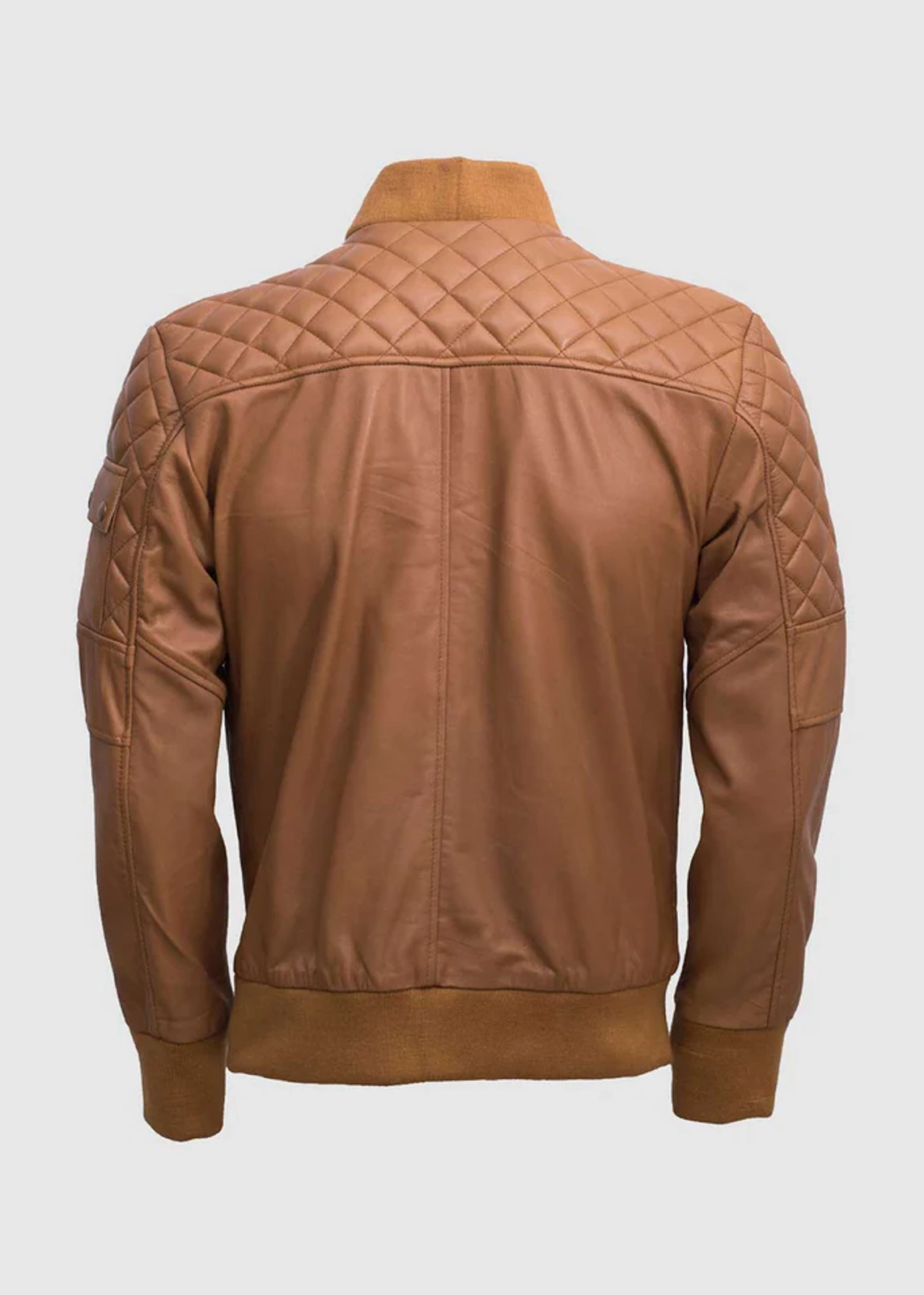 Brown Leather Bomber Jacket For Men