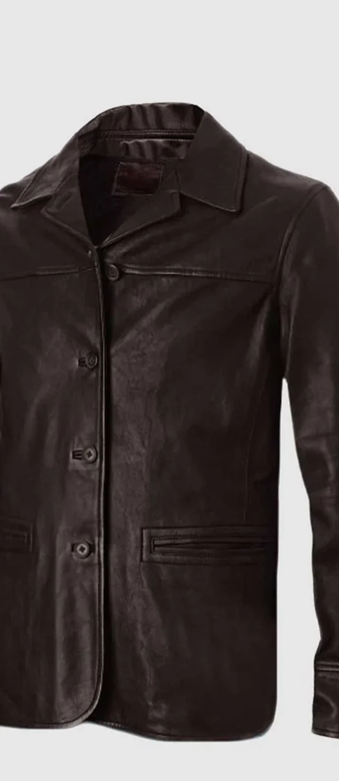 Dark Brown Leather Jacket front