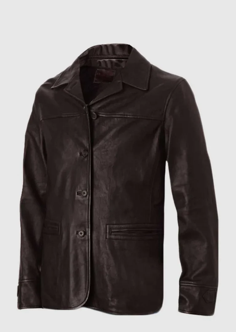 Dark Brown Leather Jacket front