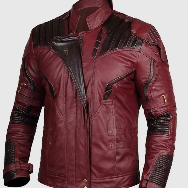 Dark Red Vintage Leather Jacket Front