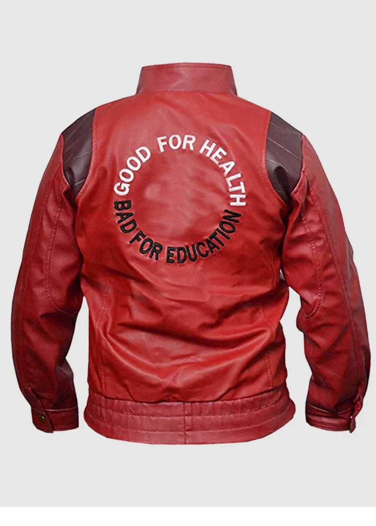 Good For Health bad for health red leather jacket back