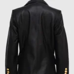 Kim Kardashian Black Leather Coat back